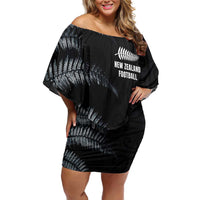 Custom New Zealand Football-Towards World Cup 2026 Off Shoulder Short Dress LT03 Women Black - Polynesian Pride