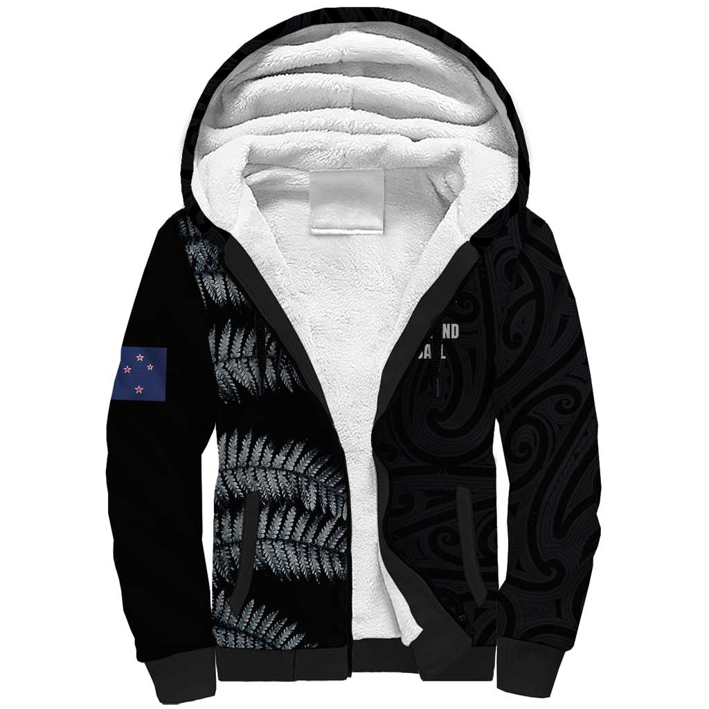 Custom New Zealand Football-Towards World Cup 2026 Sherpa Hoodie LT03 Unisex Black - Polynesian Pride
