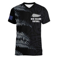 Custom New Zealand Football-Towards World Cup 2026 Women V-Neck T-Shirt LT03 Female Black - Polynesian Pride