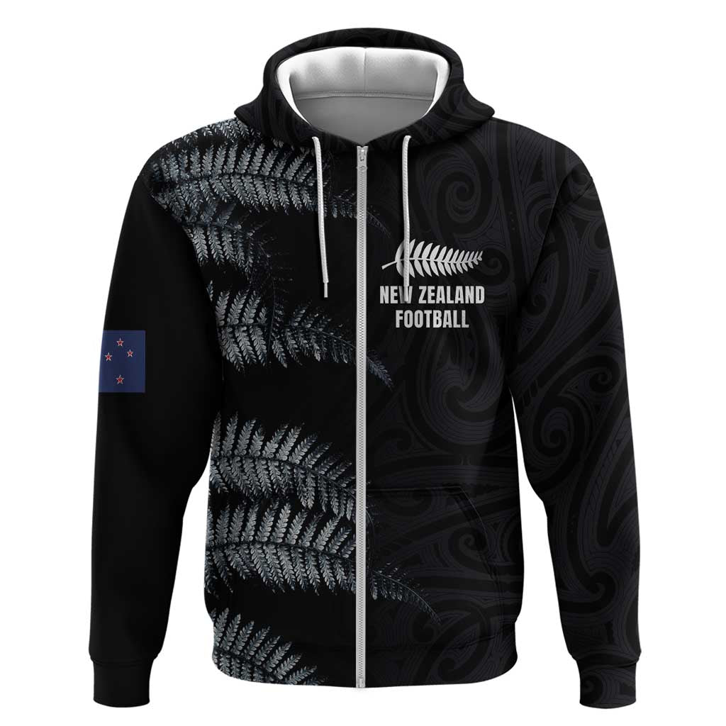 Custom New Zealand Football-Towards World Cup 2026 Zip Hoodie LT03 Zip Hoodie Black - Polynesian Pride