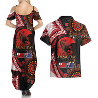 Tonga and Australia ANZAC Day Couples Matching Summer Maxi Dress and Hawaiian Shirt Aboriginal and Ngatu Art Pattern - Gallipoli Lest We Forget LT03 - Polynesian Pride