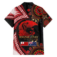 Tonga and Australia ANZAC Day Family Matching Off The Shoulder Long Sleeve Dress and Hawaiian Shirt Aboriginal and Ngatu Art Pattern - Gallipoli Lest We Forget LT03 - Polynesian Pride
