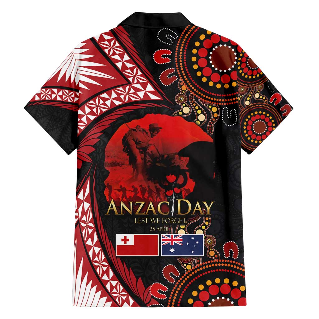 Tonga and Australia ANZAC Day Family Matching Off Shoulder Maxi Dress and Hawaiian Shirt Aboriginal and Ngatu Art Pattern - Gallipoli Lest We Forget LT03 - Polynesian Pride