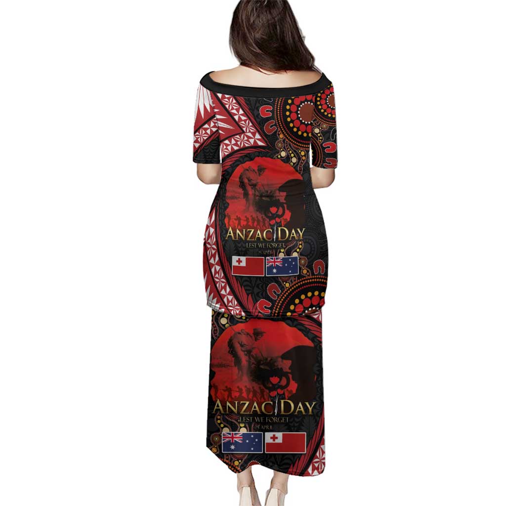 Tonga and Australia ANZAC Day Family Matching Puletasi and Hawaiian Shirt Aboriginal and Ngatu Art Pattern - Gallipoli Lest We Forget LT03 - Polynesian Pride