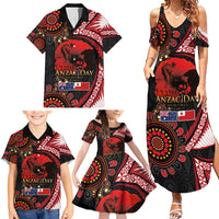Tonga and Australia ANZAC Day Family Matching Summer Maxi Dress and Hawaiian Shirt Aboriginal and Ngatu Art Pattern - Gallipoli Lest We Forget LT03 - Polynesian Pride