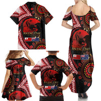 Tonga and Australia ANZAC Day Family Matching Summer Maxi Dress and Hawaiian Shirt Aboriginal and Ngatu Art Pattern - Gallipoli Lest We Forget LT03 - Polynesian Pride