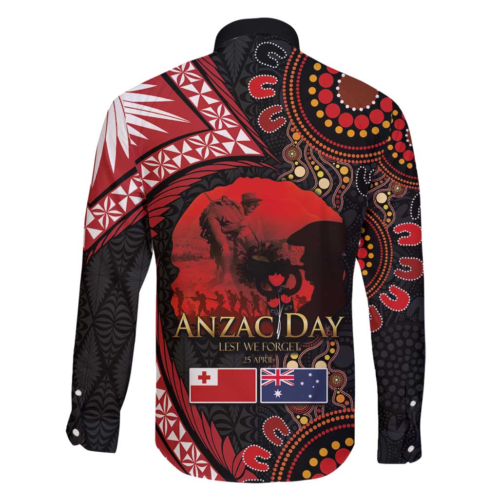 Tonga and Australia ANZAC Day Family Matching Summer Maxi Dress and Hawaiian Shirt Aboriginal and Ngatu Art Pattern - Gallipoli Lest We Forget LT03 - Polynesian Pride