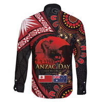 Tonga and Australia ANZAC Day Family Matching Summer Maxi Dress and Hawaiian Shirt Aboriginal and Ngatu Art Pattern - Gallipoli Lest We Forget LT03 - Polynesian Pride