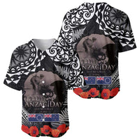 New Zealand and Cook Islands ANZAC Day Baseball Jersey Gallipoli Lest We Forget Tatau Art Tribal and Maori Tattoo with Fern LT03 - Polynesian Pride