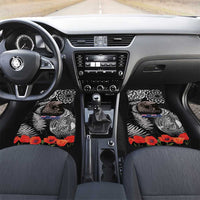 New Zealand and Cook Islands ANZAC Day Car Mats Gallipoli Lest We Forget Tatau Art Tribal and Maori Tattoo with Fern LT03 Set 2pcs - Front Black - Polynesian Pride