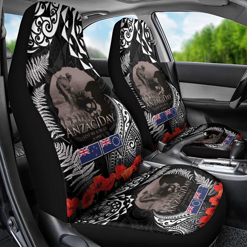 New Zealand and Cook Islands ANZAC Day Car Seat Cover Gallipoli Lest We Forget Tatau Art Tribal and Maori Tattoo with Fern LT03 - Polynesian Pride