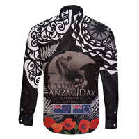 New Zealand and Cook Islands ANZAC Day Family Matching Off The Shoulder Long Sleeve Dress and Hawaiian Shirt Gallipoli Lest We Forget Tatau Art Tribal and Maori Tattoo with Fern LT03 - Polynesian Pride