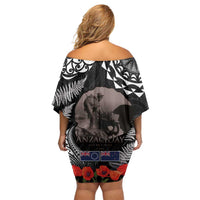 New Zealand and Cook Islands ANZAC Day Family Matching Off Shoulder Short Dress and Hawaiian Shirt Gallipoli Lest We Forget Tatau Art Tribal and Maori Tattoo with Fern LT03 - Polynesian Pride