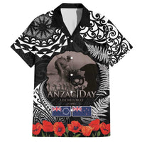 New Zealand and Cook Islands ANZAC Day Family Matching Short Sleeve Bodycon Dress and Hawaiian Shirt Gallipoli Lest We Forget Tatau Art Tribal and Maori Tattoo with Fern LT03 Dad's Shirt - Short Sleeve Black - Polynesian Pride