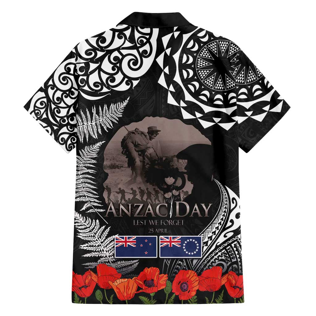 New Zealand and Cook Islands ANZAC Day Family Matching Summer Maxi Dress and Hawaiian Shirt Gallipoli Lest We Forget Tatau Art Tribal and Maori Tattoo with Fern LT03 - Polynesian Pride