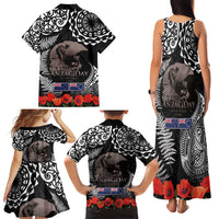 New Zealand and Cook Islands ANZAC Day Family Matching Tank Maxi Dress and Hawaiian Shirt Gallipoli Lest We Forget Tatau Art Tribal and Maori Tattoo with Fern LT03 - Polynesian Pride