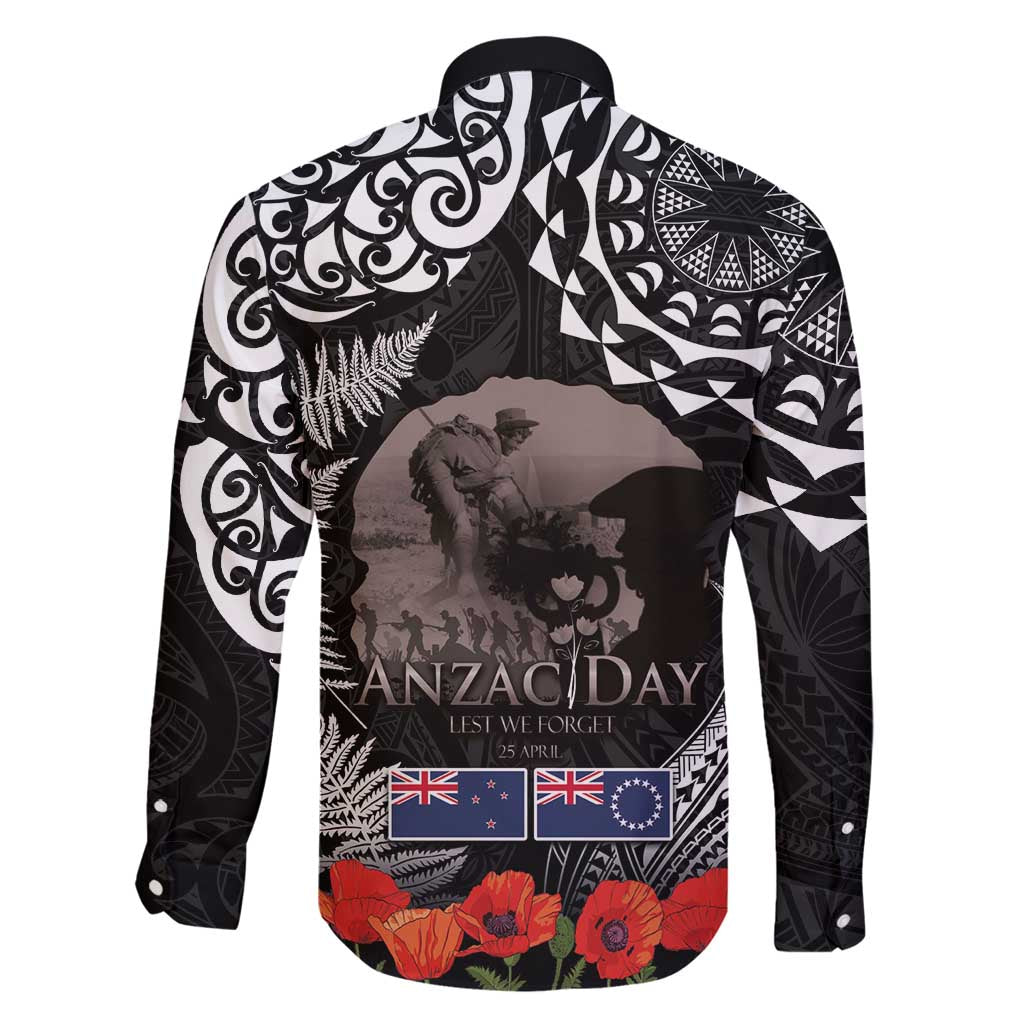 New Zealand and Cook Islands ANZAC Day Family Matching Tank Maxi Dress and Hawaiian Shirt Gallipoli Lest We Forget Tatau Art Tribal and Maori Tattoo with Fern LT03 - Polynesian Pride