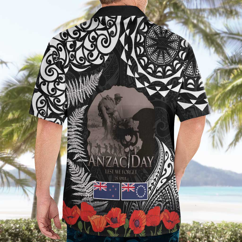 New Zealand and Cook Islands ANZAC Day Hawaiian Shirt Gallipoli Lest We Forget Tatau Art Tribal and Maori Tattoo with Fern LT03 - Polynesian Pride