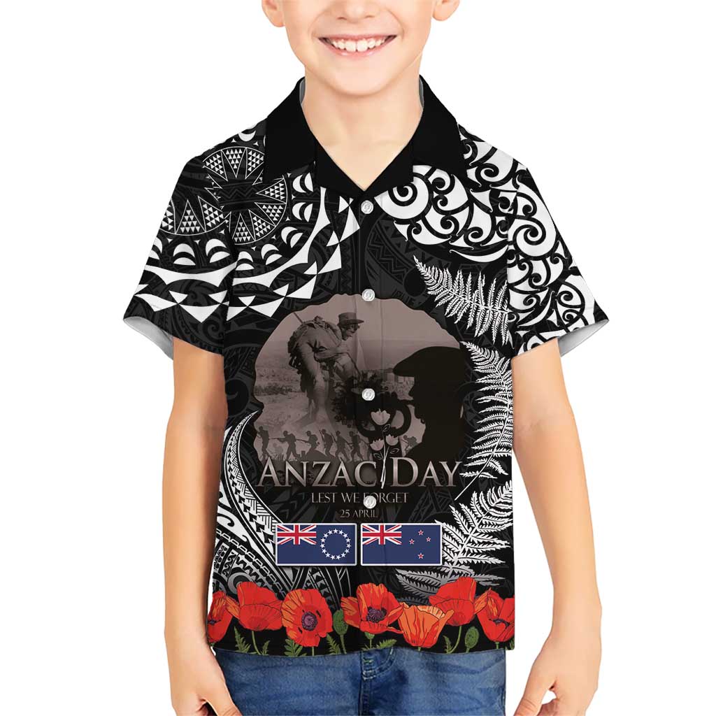 New Zealand and Cook Islands ANZAC Day Hawaiian Shirt Gallipoli Lest We Forget Tatau Art Tribal and Maori Tattoo with Fern LT03 - Polynesian Pride