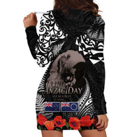 New Zealand and Cook Islands ANZAC Day Hoodie Dress Gallipoli Lest We Forget Tatau Art Tribal and Maori Tattoo with Fern LT03 - Polynesian Pride