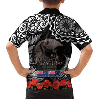 New Zealand and Cook Islands ANZAC Day Kid Hawaiian Shirt Gallipoli Lest We Forget Tatau Art Tribal and Maori Tattoo with Fern LT03 - Polynesian Pride