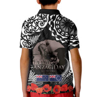 New Zealand and Cook Islands ANZAC Day Kid Polo Shirt Gallipoli Lest We Forget Tatau Art Tribal and Maori Tattoo with Fern LT03 - Polynesian Pride