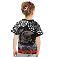 New Zealand and Cook Islands ANZAC Day Kid T Shirt Gallipoli Lest We Forget Tatau Art Tribal and Maori Tattoo with Fern LT03 - Polynesian Pride