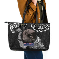 New Zealand and Cook Islands ANZAC Day Leather Tote Bag Gallipoli Lest We Forget Tatau Art Tribal and Maori Tattoo with Fern LT03 - Polynesian Pride