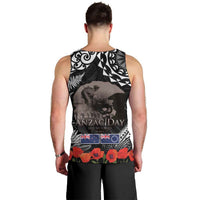 New Zealand and Cook Islands ANZAC Day Men Tank Top Gallipoli Lest We Forget Tatau Art Tribal and Maori Tattoo with Fern LT03 - Polynesian Pride