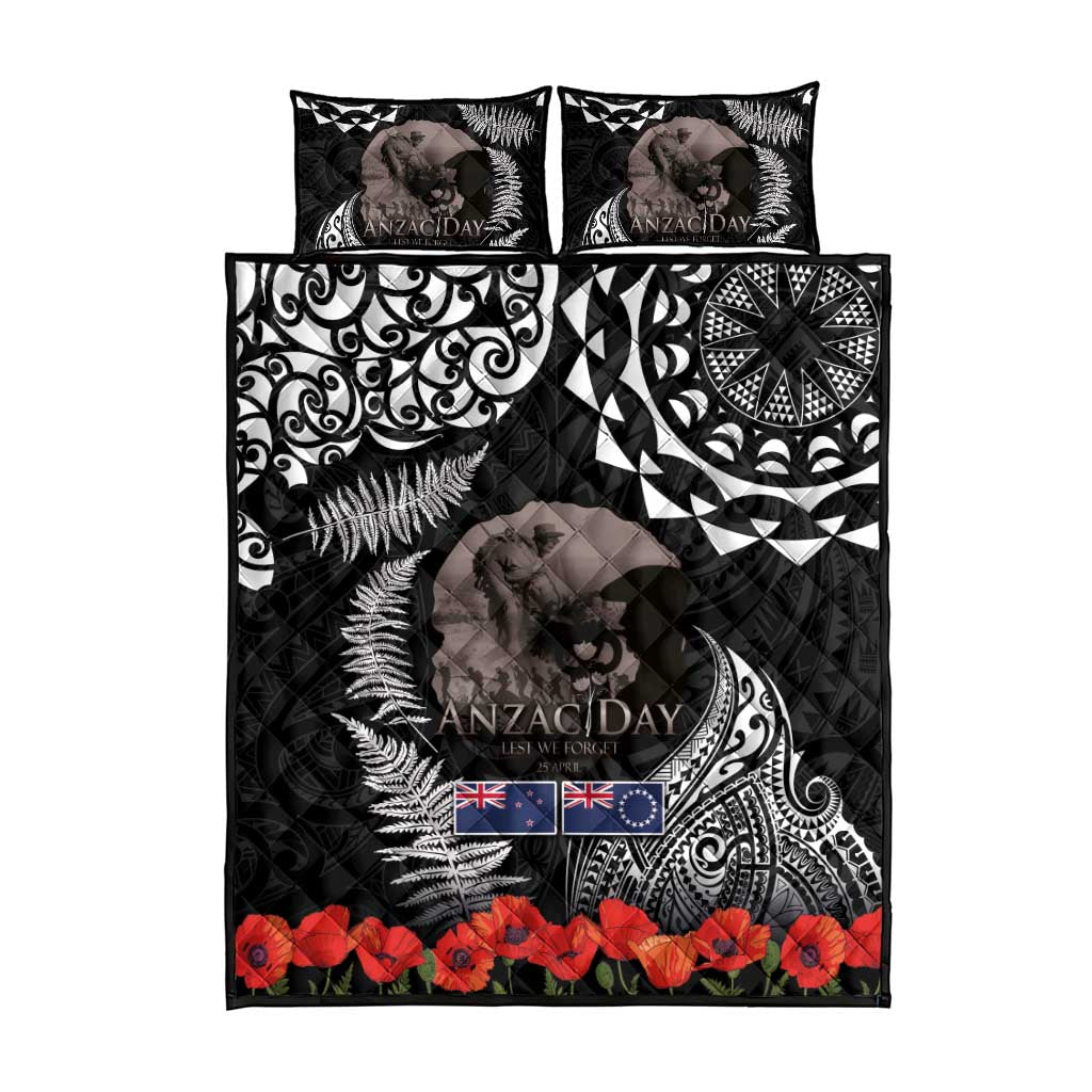 New Zealand and Cook Islands ANZAC Day Quilt Bed Set Gallipoli Lest We Forget Tatau Art Tribal and Maori Tattoo with Fern LT03 - Polynesian Pride