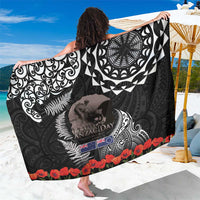 New Zealand and Cook Islands ANZAC Day Sarong Gallipoli Lest We Forget Tatau Art Tribal and Maori Tattoo with Fern LT03 One Size 44 x 66 inches Black - Polynesian Pride