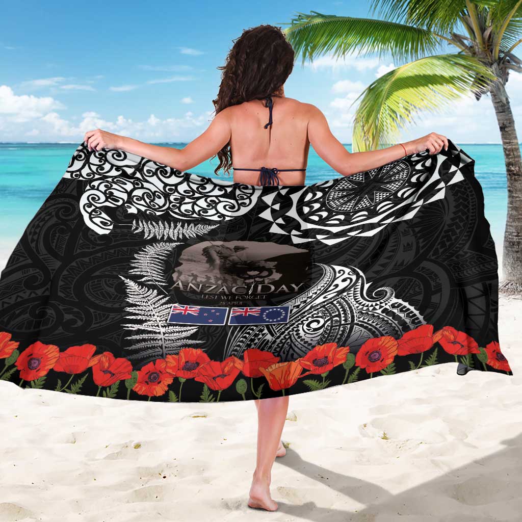 New Zealand and Cook Islands ANZAC Day Sarong Gallipoli Lest We Forget Tatau Art Tribal and Maori Tattoo with Fern LT03 - Polynesian Pride