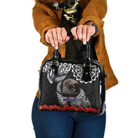 New Zealand and Cook Islands ANZAC Day Shoulder Handbag Gallipoli Lest We Forget Tatau Art Tribal and Maori Tattoo with Fern LT03 One Size Black - Polynesian Pride