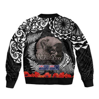 New Zealand and Cook Islands ANZAC Day Sleeve Zip Bomber Jacket Gallipoli Lest We Forget Tatau Art Tribal and Maori Tattoo with Fern LT03 - Polynesian Pride