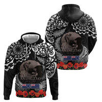 New Zealand and Cook Islands ANZAC Day Zip Hoodie Gallipoli Lest We Forget Tatau Art Tribal and Maori Tattoo with Fern LT03 - Polynesian Pride