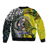 New Zealand and Cook Islands Together Bomber Jacket Tatau Art Tribal Pattern-Maori Tattoo with Fern and Paua Shell LT03 - Polynesian Pride