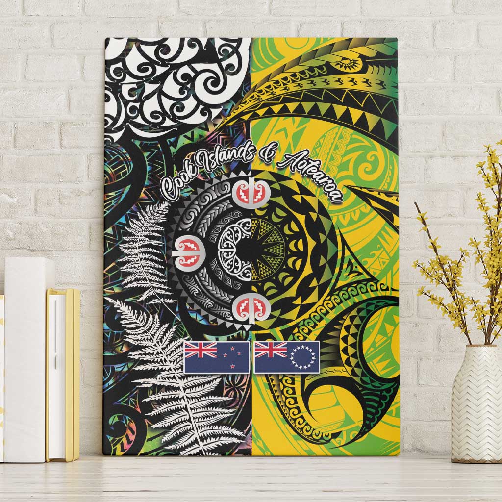 New Zealand and Cook Islands Together Canvas Wall Art Tatau Art Tribal Pattern-Maori Tattoo with Fern and Paua Shell LT03 Without Frame Art - Polynesian Pride