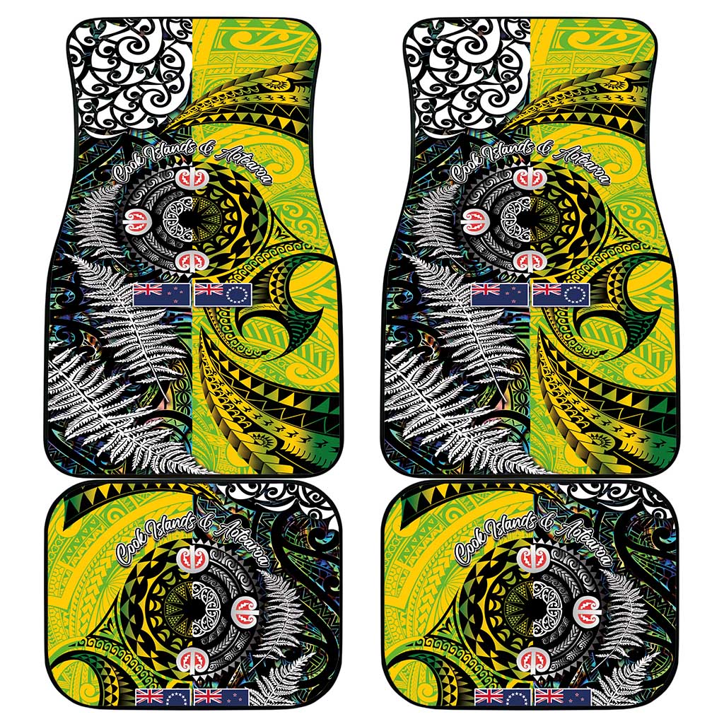 New Zealand and Cook Islands Together Car Mats Tatau Art Tribal Pattern-Maori Tattoo with Fern and Paua Shell LT03 - Polynesian Pride