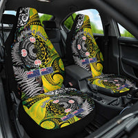 New Zealand and Cook Islands Together Car Seat Cover Tatau Art Tribal Pattern-Maori Tattoo with Fern and Paua Shell LT03 One Size Art - Polynesian Pride