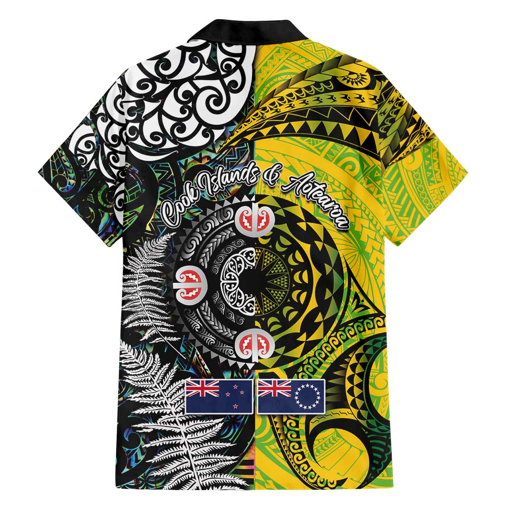 New Zealand and Cook Islands Together Family Matching Off Shoulder Maxi Dress and Hawaiian Shirt Tatau Art Tribal Pattern-Maori Tattoo with Fern and Paua Shell LT03 - Polynesian Pride