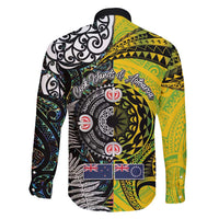 New Zealand and Cook Islands Together Family Matching Off Shoulder Maxi Dress and Hawaiian Shirt Tatau Art Tribal Pattern-Maori Tattoo with Fern and Paua Shell LT03 - Polynesian Pride