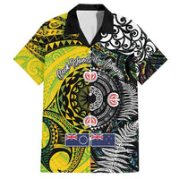 New Zealand and Cook Islands Together Family Matching Summer Maxi Dress and Hawaiian Shirt Tatau Art Tribal Pattern-Maori Tattoo with Fern and Paua Shell LT03 Dad's Shirt - Short Sleeve Art - Polynesian Pride
