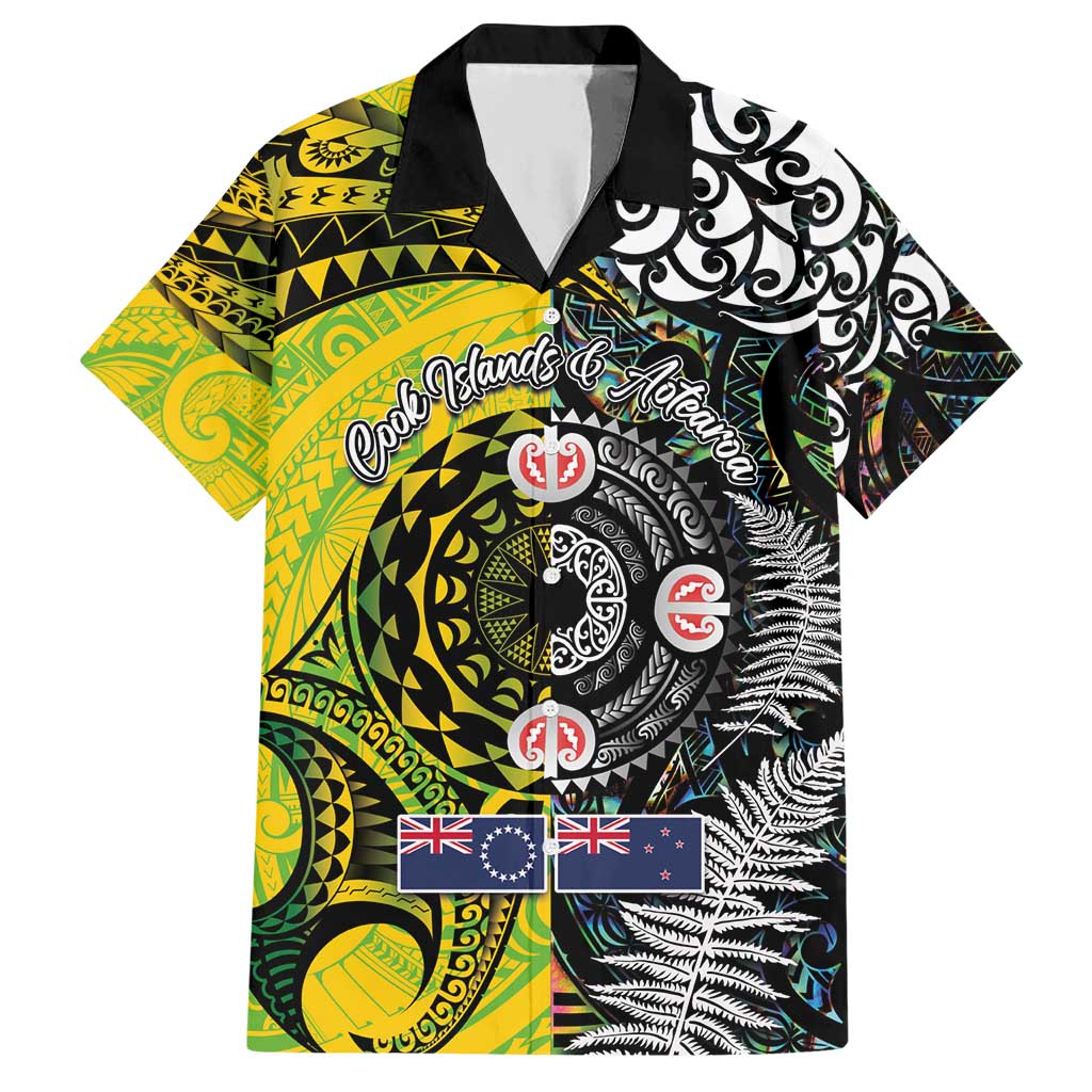 New Zealand and Cook Islands Together Hawaiian Shirt Tatau Art Tribal Pattern-Maori Tattoo with Fern and Paua Shell LT03 Art - Polynesian Pride