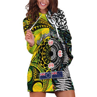 New Zealand and Cook Islands Together Hoodie Dress Tatau Art Tribal Pattern-Maori Tattoo with Fern and Paua Shell LT03 Art - Polynesian Pride