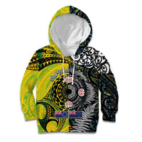 New Zealand and Cook Islands Together Kid Hoodie Tatau Art Tribal Pattern-Maori Tattoo with Fern and Paua Shell LT03 Hoodie Art - Polynesian Pride