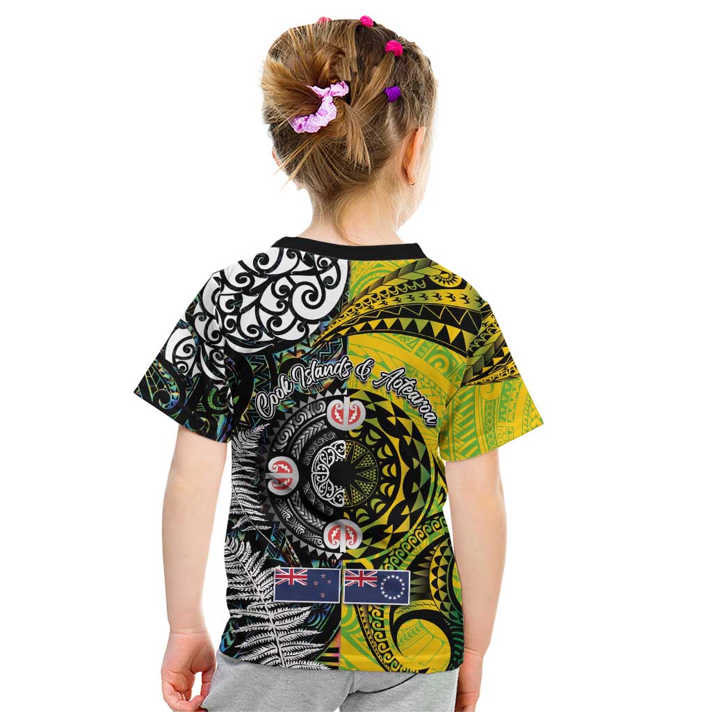 New Zealand and Cook Islands Together Kid T Shirt Tatau Art Tribal Pattern-Maori Tattoo with Fern and Paua Shell LT03 - Polynesian Pride