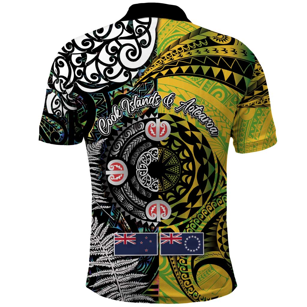 New Zealand and Cook Islands Together Polo Shirt Tatau Art Tribal Pattern-Maori Tattoo with Fern and Paua Shell LT03 - Polynesian Pride