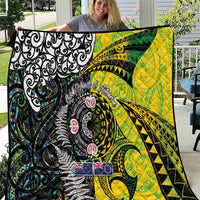 New Zealand and Cook Islands Together Quilt Tatau Art Tribal Pattern-Maori Tattoo with Fern and Paua Shell LT03 Art - Polynesian Pride