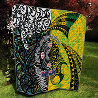 New Zealand and Cook Islands Together Quilt Tatau Art Tribal Pattern-Maori Tattoo with Fern and Paua Shell LT03 - Polynesian Pride