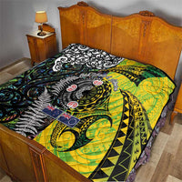 New Zealand and Cook Islands Together Quilt Tatau Art Tribal Pattern-Maori Tattoo with Fern and Paua Shell LT03 - Polynesian Pride